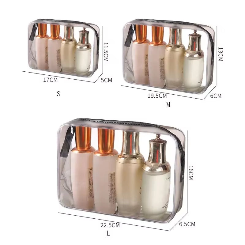 1PCS Travel Organizer Bath Toiletry Wash Storage Bag Case Black Red Blue Zipper Clear Makeup Bags Pouch Women'S Cosmetic Bag