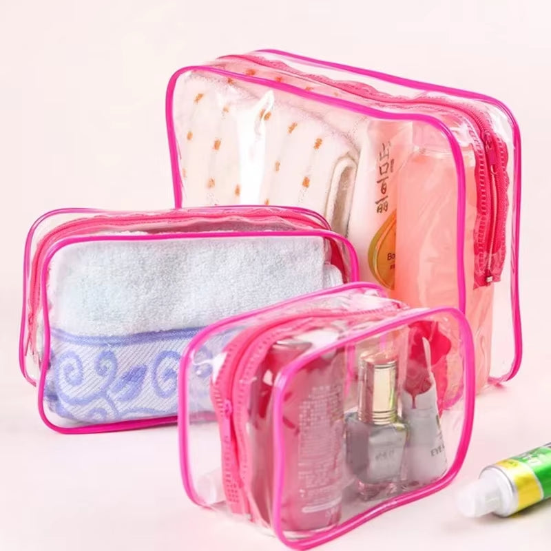 1PCS Travel Organizer Bath Toiletry Wash Storage Bag Case Black Red Blue Zipper Clear Makeup Bags Pouch Women'S Cosmetic Bag