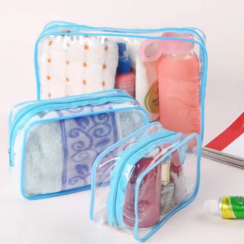 1PCS Travel Organizer Bath Toiletry Wash Storage Bag Case Black Red Blue Zipper Clear Makeup Bags Pouch Women'S Cosmetic Bag