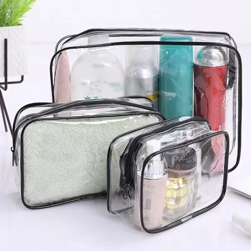 1PCS Travel Organizer Bath Toiletry Wash Storage Bag Case Black Red Blue Zipper Clear Makeup Bags Pouch Women'S Cosmetic Bag