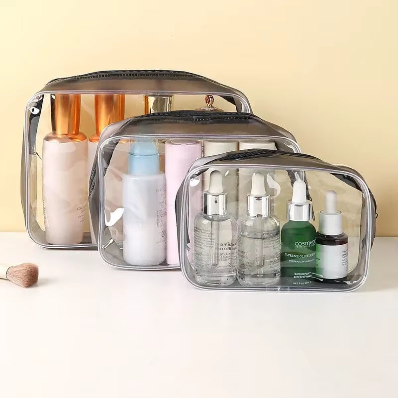 1PCS Travel Organizer Bath Toiletry Wash Storage Bag Case Black Red Blue Zipper Clear Makeup Bags Pouch Women'S Cosmetic Bag