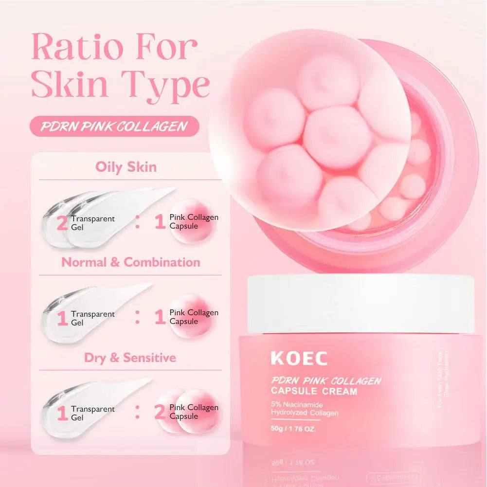 50G PDRN Face Moisturizer Niacinamide Vitamin C Golden Peptide Filling Cream Lightweight Glow Hydration Collagen Capsule Cream