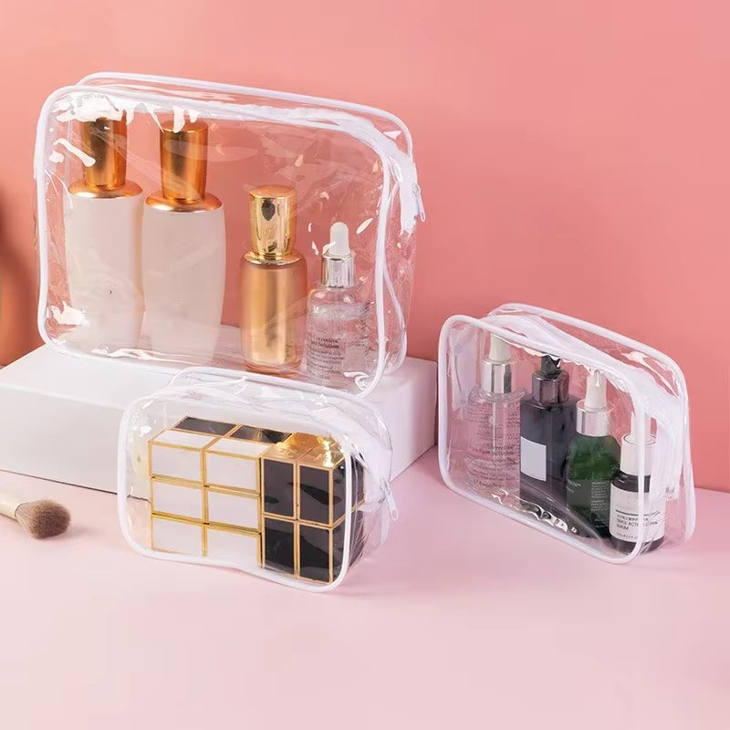 1PCS Travel Organizer Bath Toiletry Wash Storage Bag Case Black Red Blue Zipper Clear Makeup Bags Pouch Women'S Cosmetic Bag